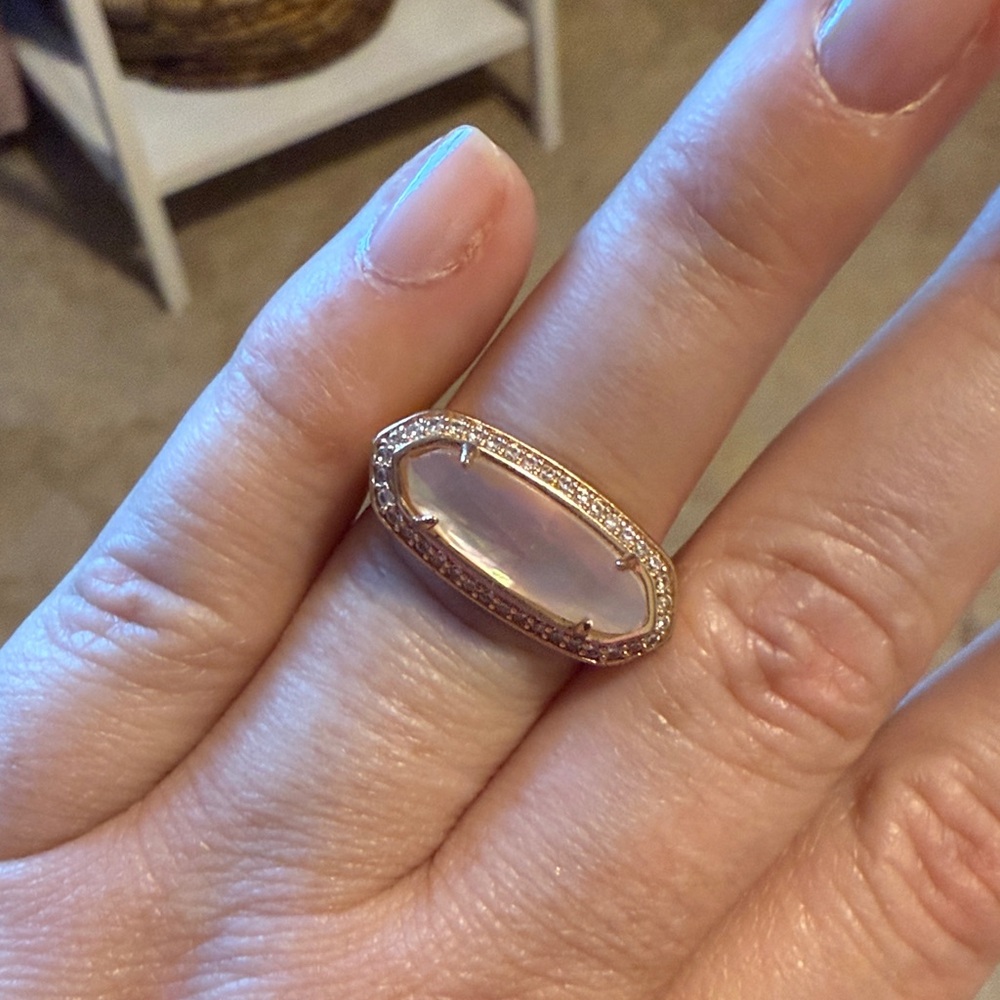 Kendra Scott Rose Gold Ring with Pink Clear Stone Sz 7